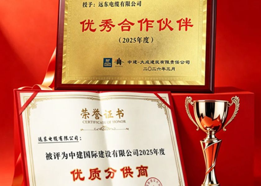 雙獎(jiǎng)加冕｜遠(yuǎn)東電纜榮獲中建國際、中建-大成年度合作伙伴